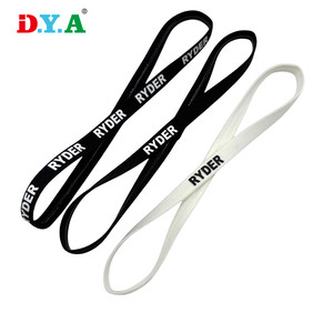 Tali kustom tenun hitam putih 1cm pita Jacquard nilon pita elastis untuk ikat kepala olahraga - Product Image 2