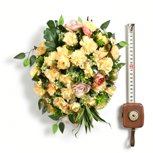Artificial Cream Rose Bouquet Decorative <b>Wreath</b> and Swag Floral Arrangement with Green Foliage for Home Wedding Decor - Product Image 2