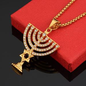 Toptan özel moda ince altıgen yıldız kadeh şekli 18K altın kaplama paslanmaz çelik titanyum kolye kolye - Product Image 4