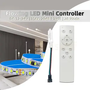 Contrôleur LED à effet d'eau courante avec télécommande RF 12 touches pour bande lumineuse à pixels WS2811 monocouleur à effet de défilement DC12V-24V - Product Image 1