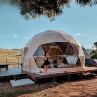 Dôme géodésique de glamping extérieur 2026 à prix d'usine, tente imperméable avec salle de bain >3000mm, écologique, respirante, taille personnalisable