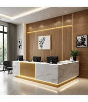 Bureau de réception commercial en pierre artificielle écologique, design géométrique, façade, pour hôtel et centre commercial