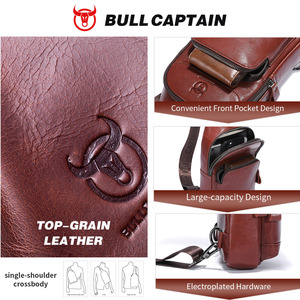 BULLCAPTAIN Bolso Bandolera de Cuero Genuino de Piel de Vacuno de Grano Completo para Hombre, Estilo Vintage, Venta al por Mayor, Logotipo Personalizado - Product Image 3