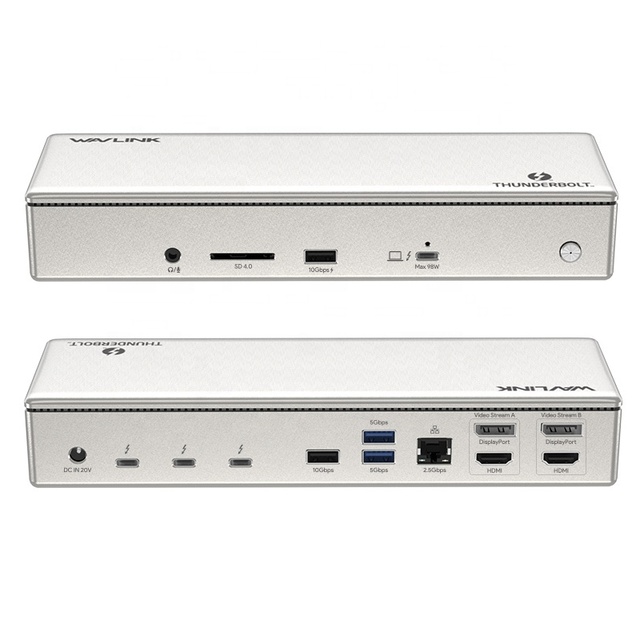 Fast Shipping 15 In 1 Wavlink WL-UTD41Pro Quad Display 98W PD 40Gbps Data Transfer 4K 8K Thunderbolt 4 Docking Station