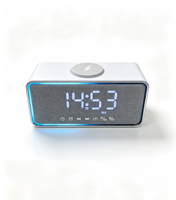 Jam Alarm Digital 4 in 1 5.4 Speaker Pengisi Daya Nirkabel Lampu RGB Speaker Desktop Kain 5W*2 Hadiah Promosi