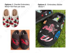 Modello personalizzato ricamo inverno caldo soffice per le pantofole per le donne degli uomini termico pile di peluche casa pantofole - Product Image 4