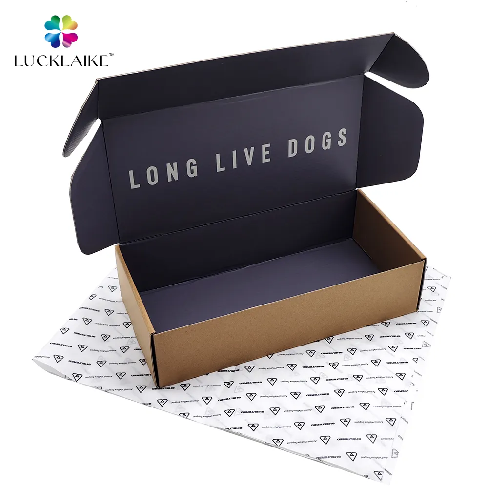 Caixa de papel publicitária kraft para embalagem, caixa dobrável personalizada reciclável para entrega de pacotes, cor-de-rosa, preto