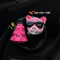 Diffuseur de parfum pour voiture à clipser sur grille d'aération, motif Léopard Rose, Arbre à Argent, Nœud, en Gypse, parfum 8 Get Rich Fortune Design