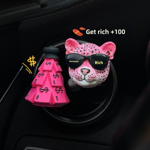Deodorante per Auto con Clip per Bocchetta d'Aria, Design Rosa Leopardo, Albero della Fortuna, Fiocco, Diffusore di Aroma, <span class=keywords><strong>Profumo</strong></span> 8 Get Rich Fortune Design, Fragranza in Gesso - Product Image 3