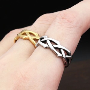 yunnique Men's <b>Titanium</b> Steel <b>Ring</b> Plant Shape Black Gold Silver Color Gift Jewelry JZ0039 - Product Image 4