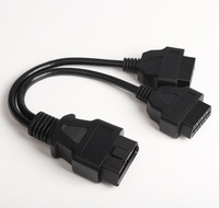 Cable Adaptador de Extensión de Diagnóstico OBD2 Obdii de 16 Pines Macho a Doble Hembra, Lector de Códigos, Herramientas de Escaneo, 12-24V