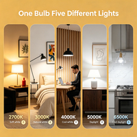 Bombilla LED 5CCT con Interruptor DIP A19 E26 E27, 15W (Equivalente a 80W), 120V, Regulable, Iluminación para Sala de Estar, Dormitorio y Hogar