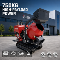 Malaxeur sur chenilles hydraulique VOER, moteur Briggs & Stratton 13,5 CV, haute capacité de charge, auto-déchargeant, pour la construction B2B