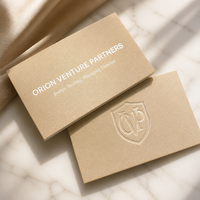 Carte de visite en papier coton 900 g/m² pour presse typographique, bleu roi, avec monogramme gaufré et bord brut, personnalisée OEM pour cadres financiers