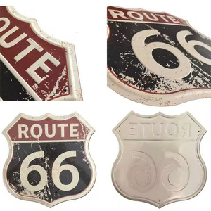 ป้ายโลหะตกแต่งผนังลายเรขาคณิตสไตล์วินเทจย้อนยุค ลายถนนอเมริกัน <span class=keywords><strong>Route</strong></span> <span class=keywords><strong>66</strong></span> - Product Image 6
