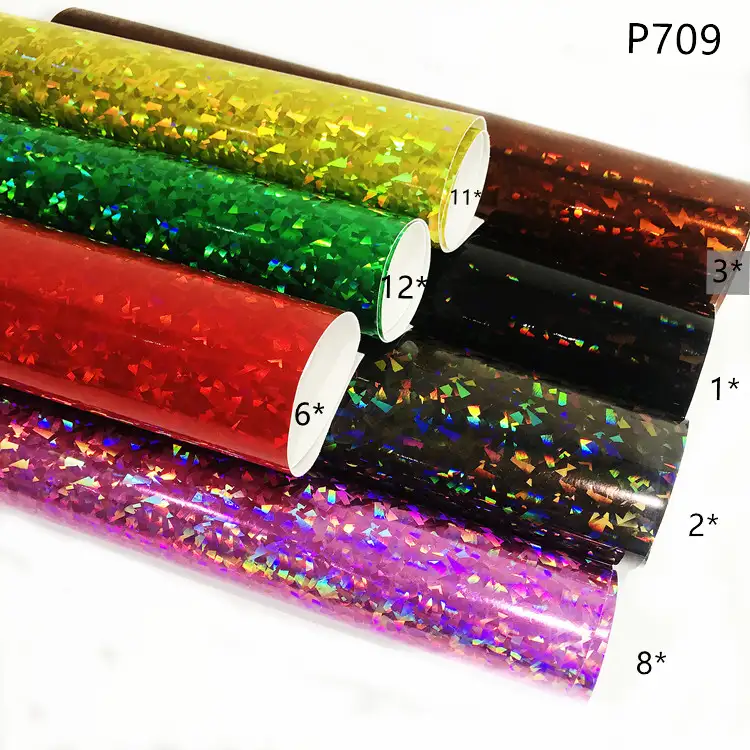 P709 Holografische Faux Lederen Laser Gebroken Glas Patroon Fluorescerende Kleur Pu Synthetisch Leer Voor Schoenen Cosmetische Zakken