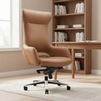 Chaise de bureau pivotante haut de gamme en cuir PU chromé, modèle 2026, avec rotation à 360° et verrouillage multi-inclinaisons