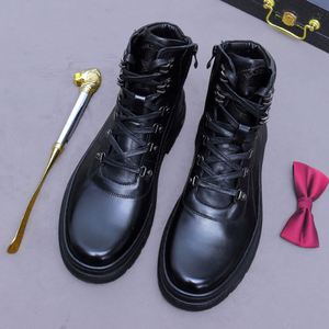 Nouvelles Bottes Martin Hiver 2026 - Bottes de Moto Tendance en Cuir avec Semelles Épaisses et Embout Renforcé pour Hommes - Product Image 4