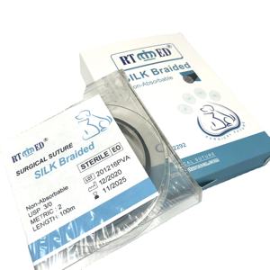 Steriele Niet-Absorbeerbare <span class=keywords><strong>Cassette</strong></span> Zijde Hechtingen Chirurgisch Veterinair Gebruik USP4-10/0 Zwart Gevlochten - Product Image 1