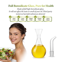 Grand distributeur de vinaigre et d'huile en verre 850 ml (28,74 oz) – Cruche à bec verseur givré tout en verre pour bar à salades et restauration – Sans plastique