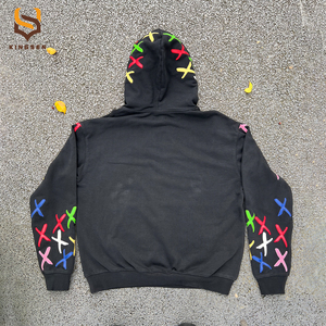 Streetwear Clothing Manufacturers Custom Patch Embroidered Distressed Heavyweight 100% Cotton Oversized Acid Wash <b>Hoodies</b> Men - Product Image 2