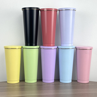 Mug de voyage isotherme en acier inoxydable à double paroi avec couvercle et paille, personnalisable avec logo, 16oz 25oz, coloré, vente en gros