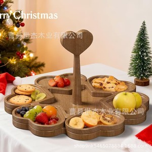 Plateau en bois pour fruits et en-cas, 8 à 11 compartiments, forme irrégulière, plateau à dessert en bois massif verni pour table, utilisation dans le salon - Product Image 3