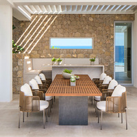 Ensemble de table à manger d'extérieur moderne en aluminium avec coussin résistant aux intempéries, mobilier de patio pour villa