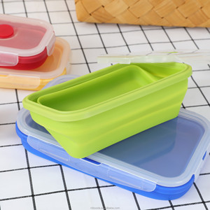 Máy rửa chén an toàn Silicone ráp Bát <span class=keywords><strong>Stackable</strong></span> Hộp Ăn Trưa vuông Silicone ráp container lưu trữ thực phẩm với nắp - Product Image 4