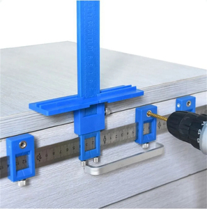 Multifunctional Furniture Carpentry Punch Locator Drill Guide Ruler Woodworking Hole Locator Adjustable Drilling Positioner <b>Tool</b> - Product Image 2