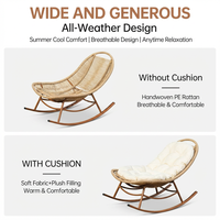 Fauteuil à bascule moderne en acier Meiqi, durable et portable, avec table d'appoint, coussins de loisirs inclinables pour patio, salon, chambre à coucher, intérieur