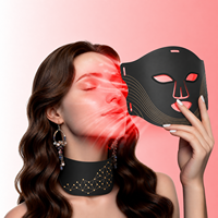 Masque de luminothérapie LED 4 couleurs à faible MOQ, enveloppant visage, cou et poitrine, en silicone flexible, appareil de beauté pour salon et usage domestique, en stock