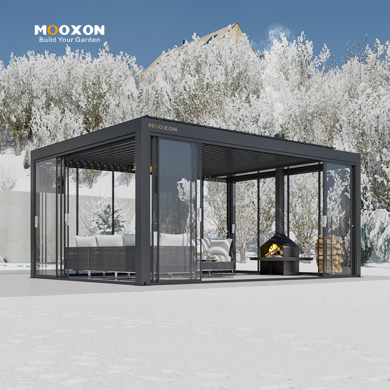 Mooxon изготовленный на заказ размер Gazebos Алюминиевый Комплект Pergolu павильон Pergula сад электрические беседки для заднего двора моторизованные беседки
