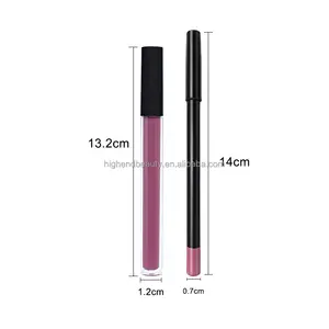 Kustom Kit bibir OEM grosir Lipliner tahan air Matte cair Lipstik Set Label pribadi 2 in 1 krim Mineral bibir kecantikan