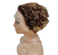 Perruque courte ondulée style pixie, cheveux humains brésiliens bouclés crépus, taille moyenne, perruque frontale en dentelle transparente pour usage quotidien