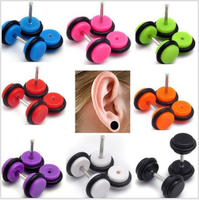 Faux dilatateurs d'oreille en acrylique néon 8mm, type plug, tunnel, coniques et extenseurs pour piercing corporel