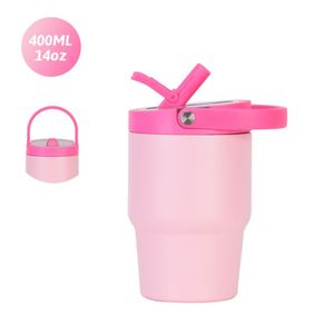 Custom 14oz Flip <b>Straw</b> Tumbler Stainless Steel Thermal Car Cup with Handle - Product Image 6