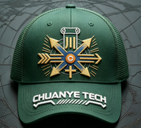 Casquette Trucker personnalisée en maille Oxford vert forêt avec broderie 3D en relief motif léopard, boucle double boutonnage style K-Frame, vintage, pour le golf
