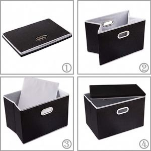 Caja de Almacenamiento Plegable y Apilable de Gran Capacidad con Tapa, Cesta de Almacenamiento, Contenedor para Dormitorio u Oficina - Product Image 6