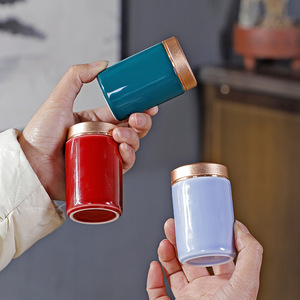 Ceramic <b>Tea</b> Caddy Porcelain Mini Airtight Portable Travel Car Use Solid Color Gift <b>Box</b> - Product Image 3