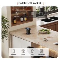 Comptoir de bar en ardoise de style moderne du milieu du siècle, îlot de cuisine compact à plan ouvert, poste de travail encastré, table multifonctionnelle