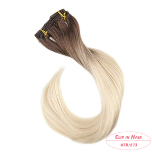 <span class=keywords><strong>Clip</strong></span> di colore ombre dei capelli umani vergini doppio disegnato di migliore qualità sulle estensioni dei capelli capelli a consegna rapida - Product Image 2