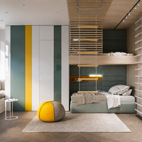 Ensemble de meubles de chambre d'enfant sur mesure, lit superposé, armoire, rangement multifonction, design scandinave, utilisation hôtelière, chambre d'enfant