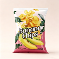 Sacs personnalisables à fond plat avec multiples impressions, adaptés aux chips, chips de banane et autres snacks
