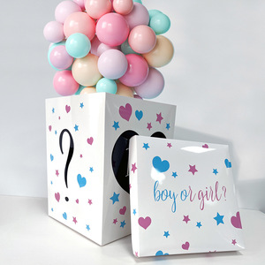 Boîte surprise cube en papier pour révélation du sexe garçon ou fille, ballon de bénédiction, décoration d'<span class=keywords><strong>anniversaire</strong></span>, fournitures de fête - Product Image 2
