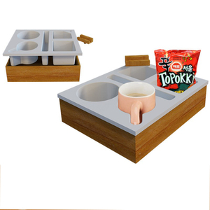 Bambou en bois Portable détachable canapé Caddy Silicone <span class=keywords><strong>lit</strong></span> Caddy <span class=keywords><strong>lit</strong></span> <span class=keywords><strong>organisateur</strong></span> pour boissons - Product Image 5