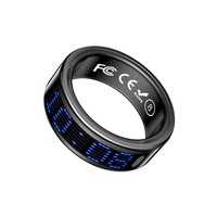 Anneau intelligent SR16 avec identification de l'appelant, moniteur de fréquence cardiaque, oxymètre, podomètre, suivi du sommeil, contrôle des photos, fonction anti-vibrations, compatible Android/iOS, mesure de la saturation en oxygène sanguin