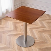 Table à manger compacte chic en bois minimaliste classique avec plateau en panneau de densité et pieds en métal pour café, bistrot, bar, restaurant