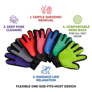 2-in-1 Deshedding & Massage Mitt Flexible 5 Fingers Pet <b>Hair</b> Removal Glove for Dogs & Cats Bathing & Grooming - Product Image 1