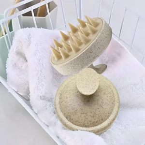 Environmentally Friendly Disposable Round Handle Wheat Straw TPR Waterproof Shampoo Brush for Hair <b>Scalp</b> <b>Massage</b> - Product Image 4